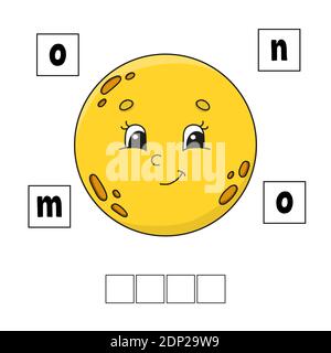 Parole puzzle. Istruzione foglio di lavoro in via di sviluppo. Gioco di apprendimento per i bambini. Pagina attività. Puzzle per bambini. Riddle prescolare per i. Semplice piatto isolato v Illustrazione Vettoriale
