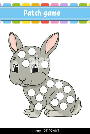 Patch game per bambini. Faccia una pagina di colorazione del punto. Foglio di lavoro per attività didattiche per bambini e bambini. Illustrazione vettoriale isolata. Stile cartone animato Illustrazione Vettoriale
