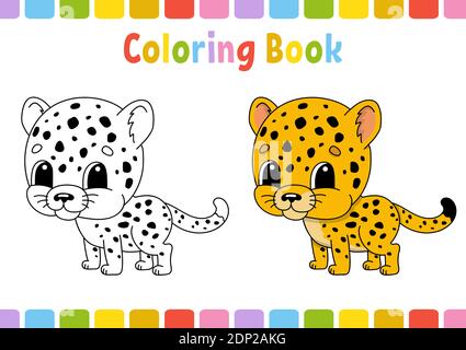 Libro da colorare per bambini. Carattere allegro. Illustrazione del vettore. Carino stile cartone animato. Disegnato a mano. Pagina fantasy per bambini. Isolato su backgrou bianco Illustrazione Vettoriale