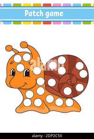 Patch game per bambini. Faccia una pagina di colorazione del punto. Foglio di lavoro per attività didattiche per bambini e bambini. Illustrazione vettoriale isolata. Stile cartone animato Illustrazione Vettoriale