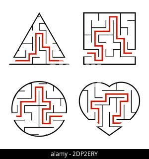 Una serie di labirinti. Gioco per bambini. Puzzle per bambini. Labirinto enigma. Illustrazione del vettore Illustrazione Vettoriale
