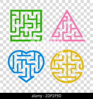 Una serie di labirinti. Gioco per bambini. Puzzle per bambini. Labirinto enigma. Illustrazione del vettore Illustrazione Vettoriale