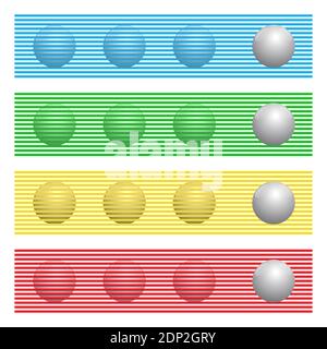 Le sfere con gli stessi colori dietro le linee colorate sembrano essere sfere di colori diversi, note come illusione Munker-White. Foto Stock