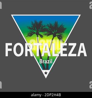 Fortaleza Brasile Design Vector Art Badge Tee Shirt Design Illustrazione Vettoriale