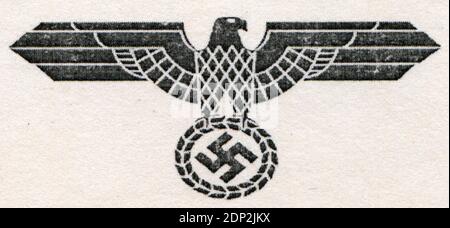 Nazi symbol on a German (Deutsches Reich) postcard, circa 1941 Stock Photo