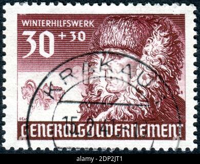 GERMANY - CIRCA 1940: Postage stamp printed in Germany (General Government, Poland), shown the German Peasant, circa 1940 Foto Stock