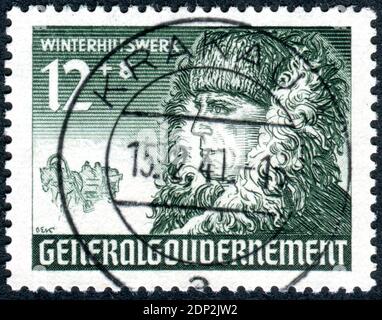 GERMANY - CIRCA 1940: Postage stamp printed in Germany (General Government, Poland), shown the German Peasant, circa 1940 Foto Stock