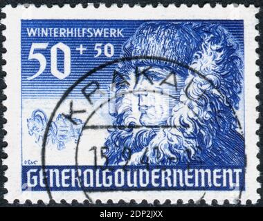 GERMANY - CIRCA 1940: Postage stamp printed in Germany (General Government, Poland), shown the German Peasant, circa 1940 Foto Stock