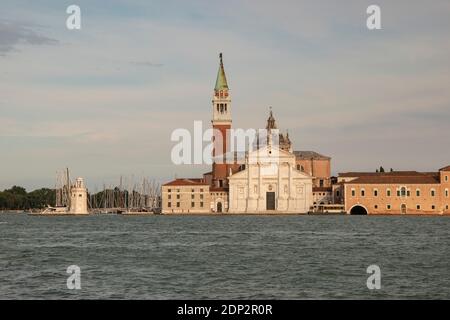 Basilica di San Giorgio, esterno della chiesa Palladio, città di Venezia, Italia, Europa Foto Stock