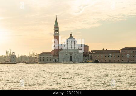 Basilica di San Giorgio, esterno della chiesa Palladio, città di Venezia, Italia, Europa Foto Stock