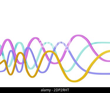 linee curve astratte ondulate isolate su sfondo bianco, illustrazione 3d Foto Stock