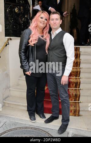 Esclusiva -Fred Cauvin e Loana Petrucciani posano all'Hotel Balzac in vista della cerimonia Top Model Belgium 2015 a Parigi, Francia, il 10 maggio 2015. Foto di Alban Wyters/ABACAPRESS.COM Foto Stock