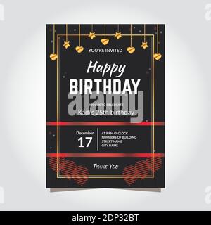 Elegante modello di invito per il compleanno con stile moderno. Illustrazione Vettoriale