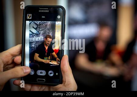 L'attore STATUNITENSE Michael Shanks incontra i fan durante il Toulouse Game Show di Tolosa, Francia, il 5 aprile 2015. Foto di Bernard-Marie/ABACAPRESS;COM Foto Stock