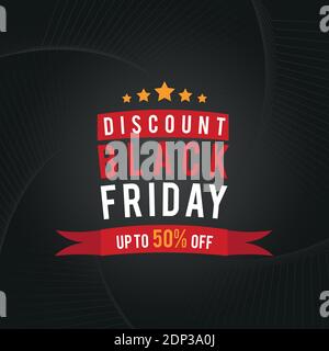 Moderno banner nero del venerdì con colori rosso e nero Illustrazione Vettoriale