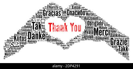 Ringrazio illustrazione nube di parola in lingue diverse Foto Stock