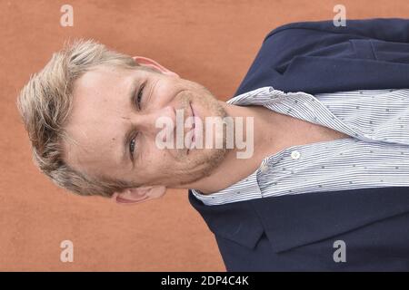 Jeremy Renier posa au Village lors de l'Edition 2015 du tournoi de tennis de Roland Garros a Parigi, Francia, le 30 mai 2015, Foto di Nicolas Gouhier/ABACAPRESS.COM Foto Stock