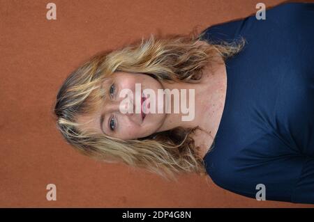 Julie Ferrier posing at the Village during French Tennis Open at Roland Garros arena in Paris, France on June 3rd, 2015. Photo by Nicolas Briquet/ABACAPRESS.COM Stock Photo