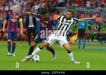 Neymar di Barcellona durante la partita di calcio della Champion's League Final, Barcellona contro Juventus a Berlino, in Germania, il 6 giugno 2015. Barcellona ha vinto 3-1. Foto di Henri Szwarc/ABACAPRESS.COM Foto Stock