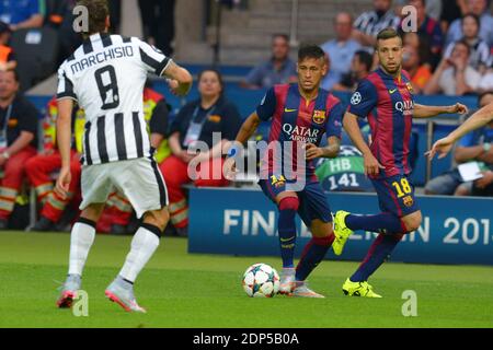 Neymar di Barcellona durante la partita di calcio della Champion's League Final, Barcellona contro Juventus a Berlino, in Germania, il 6 giugno 2015. Barcellona ha vinto 3-1. Foto di Henri Szwarc/ABACAPRESS.COM Foto Stock