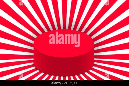 podio rosso vetrina con sfondo colorato in carta in studio camera Illustrazione Vettoriale