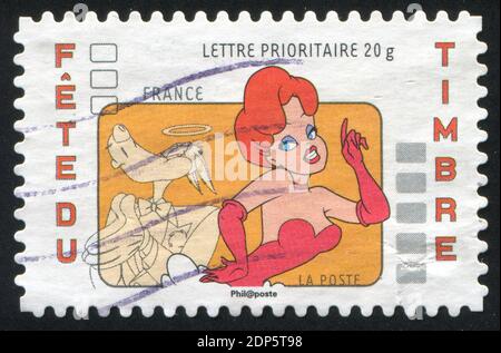 FRANCIA - CIRCA 2008: Francobollo stampato dalla Francia, mostra ragazza, circa 2008 Foto Stock
