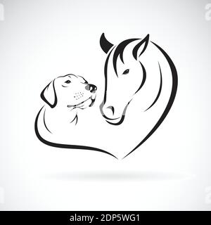 Vettore di cavallo e cane (Labrador) su sfondo bianco. PET. Animale. Illustrazione vettoriale a livelli facilmente modificabile. Illustrazione Vettoriale