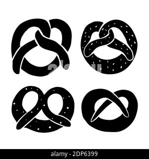 Set di diverse sagome nere. Prelibatezze bovariche. Cucina tedesca tradizionale. Set di icone. Elemento vettoriale per logo e design Illustrazione Vettoriale