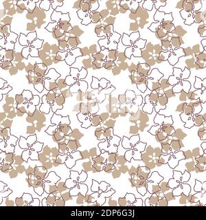 Modello senza cuciture con fiori Apple Cherry Blooming . Colori molto chiari e atmosfera primaverile. Illustrazione Vettoriale
