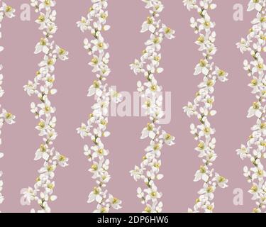 Fiori di agrumi motivo senza cuciture linea verticale con fiori e boccioli di agrumi come mandarino, limone, arancio e Limestone esclusivo umore di b Illustrazione Vettoriale