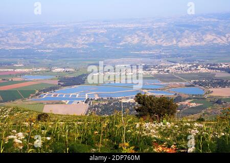 Beit She'an valle, vista dal monte Gilboa, Israele Foto Stock