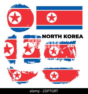 Bandiera nazionale della corea del Nord. Illustrazione vettoriale, Illustrazione Vettoriale