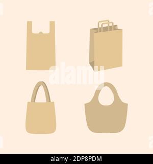 Diversi tipi di icone di sacchetti vettoriali Illustrazione Vettoriale