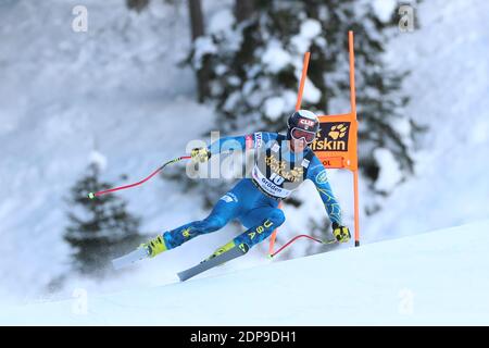 Val Gardena, Groeden, Italia. 19 dicembre 2020. La Coppa del mondo di sci alpino FIS ha corso in base alle condizioni speciali Covid-19 2° evento di sci alpino maschile il 19/12/2020 in Val Gardena, Groeden, Italia. In azione Bryce Bennett (USA) (Foto di Pierre Teyssot/ESPA-Images) Credit: European Sports Photo Agency/Alamy Live News Foto Stock