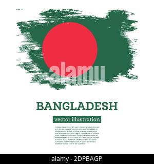 Bandiera Bangladesh con pennellate. Illustrazione vettoriale. Giorno dell'indipendenza. Illustrazione Vettoriale