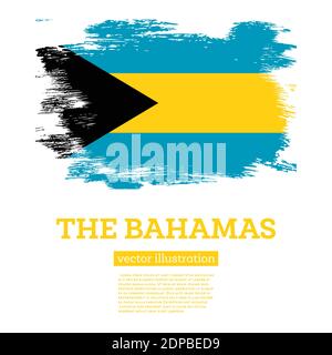 La bandiera delle Bahamas con pennellate. Illustrazione vettoriale. Giorno dell'indipendenza. Illustrazione Vettoriale