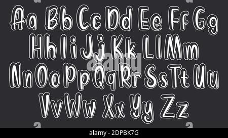 Set di caratteri alfabetici disegnati a mano. Semplici lettere di doodle. Lettere maiuscole in lettere minuscole scritte a mano. Illustrazione vettoriale. EPS 10 Illustrazione Vettoriale