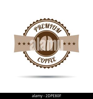 Adesivo caffè Premium isolato su sfondo bianco Illustrazione Vettoriale