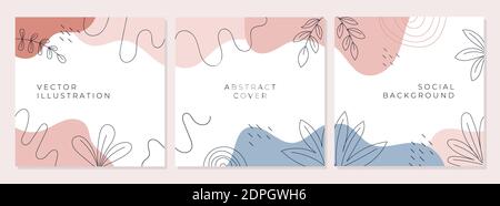 Insieme di sfondi creativi astratti con uno stile minimal trendy. Illustrazione Vettoriale