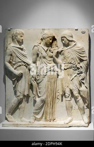 Mercurio, Orfeo ed Euridice, Malpieri XIX secolo, copia romana di un'opera greca, Torre del Greco, Italia, Villa Albani, Roma Foto Stock