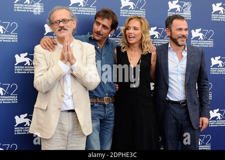 Il regista Giuseppe Gaudino, gli attori Adriano Giannini, Valeria Golino e Massimiliano Gallo hanno partecipato alla Fotocall 'per Amor vostro' durante il 72esimo Festival Internazionale del Cinema di Venezia (Mostra) al Lido di Venezia il 11 settembre 2015. Foto di Aurore Marechal/ABACAPRESS.COM Foto Stock