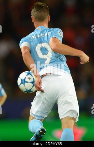 Markus Rosenberg di Malmo durante la fase di gruppo della Champions League Group A, Paris Saint-Germain Vs Malmo FF al Parc des Princes di Parigi, Francia, il 15 settembre 2015. PSG ha vinto 2-0. Foto di Henri Szwarc/ABACAPRESS.COM Foto Stock