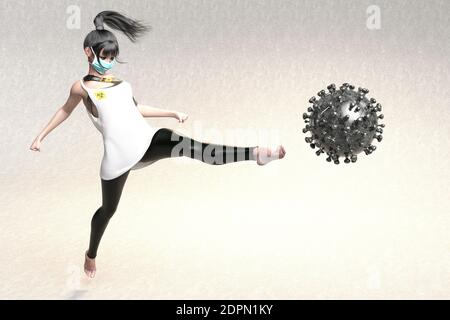 Illustrazione 3D digitale di Corona Virus Protection Foto Stock