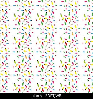 Senza cuciture di luci natalizie, ghirlanda di lampadine multicolore su sfondo bianco. Schema senza giunture, illustrazione vettoriale Illustrazione Vettoriale