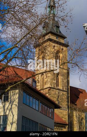 07 marzo 2020 Stoccarda, Germania - la Stiftskirche (Collegiata) è una chiesa del centro di Stoccarda (Evangelische Landeskirche) Foto Stock