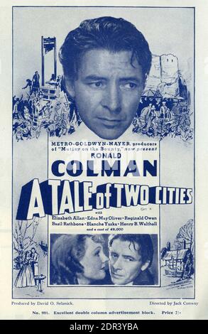 RONALD COLMAN come cartone di Sydney e ELIZABETH ALLAN come Lucie manette in un racconto di due città 1935 regista JACK CONWAY romanzo di Charles Dickens produttore David O. SELZNICK Metro Goldwyn Mayer Foto Stock