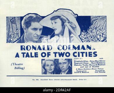 RONALD COLMAN come cartone di Sydney e ELIZABETH ALLAN come Lucie manette in un racconto di due città 1935 regista JACK CONWAY romanzo di Charles Dickens produttore David O. SELZNICK Metro Goldwyn Mayer Foto Stock