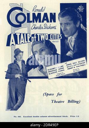 RONALD COLMAN come cartone di Sydney e ELIZABETH ALLAN come Lucie manette in un racconto di due città 1935 regista JACK CONWAY romanzo di Charles Dickens produttore David O. SELZNICK Metro Goldwyn Mayer Foto Stock