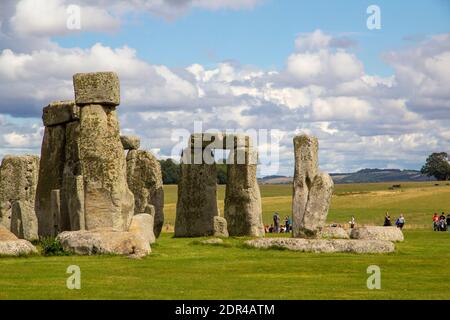 STONEHENGE, WILTSHIRE, REGNO UNITO, AGOSTO 24 2020. Stonehenge un anello di pietre in piedi, è un monumento preistorico in Wiltshire, Inghilterra, Regno Unito, in Asu Foto Stock