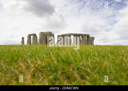 STONEHENGE, WILTSHIRE, REGNO UNITO, AGOSTO 24 2020. Stonehenge un anello di pietre in piedi, è un monumento preistorico in Wiltshire, Inghilterra, Regno Unito, in Asu Foto Stock